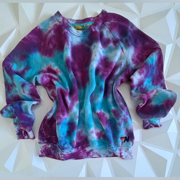 🫟Aviator Nation Hand Tie-Dyed Crew Sweatshirt Magenta 
limited edition Size:M - Picture 10 of 15